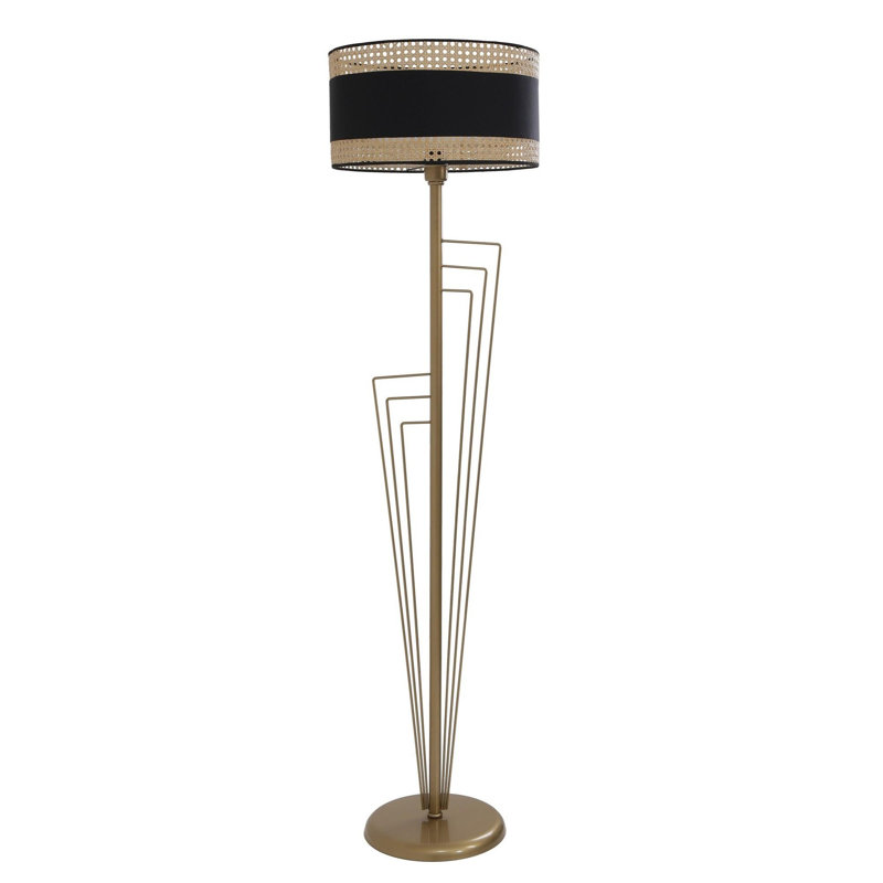 Lampe sur pied élégante en cuivre Luro, hauteur 65,0 pouces | Fabrication 100% métal, diamètre de la base: 11,8 po, diamètre de l'abat-jour: 17,7 po | Finition peinte au four, douille E27 de 60 W maximum, interrupteur marche / arrêt pratique | Éclairage élégant pour une décoration intérieure moderne