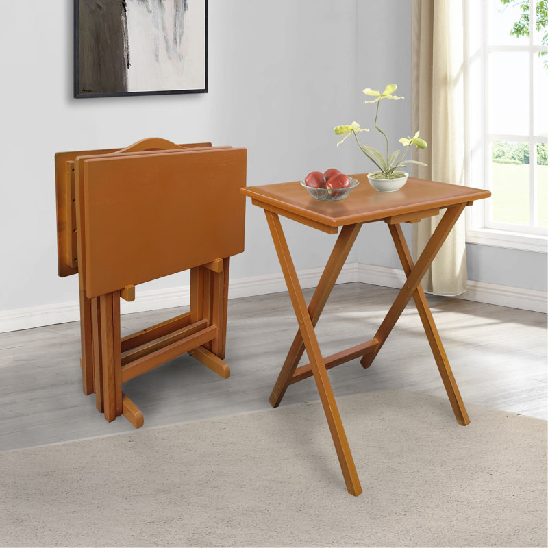 Ensemble de 4 plateaux pliants Karnesh, Châtaignier