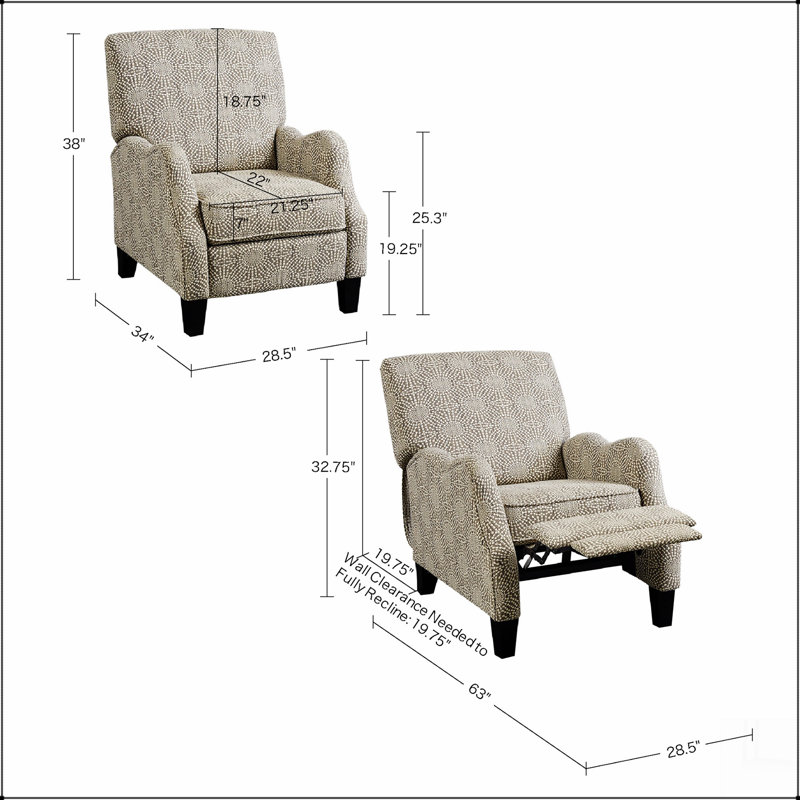 Push Back Recliner, Beige Multi, No