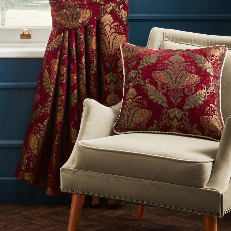 Shiraz Floral Damask Polyester Filled Cushion, 45 cm H x 45 cm W