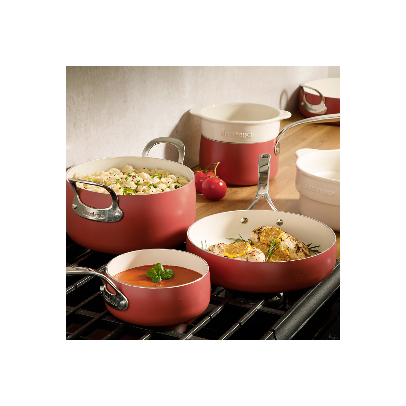 12 - Piece Non-Stick Aluminum Cookware Set, Terracota Orange