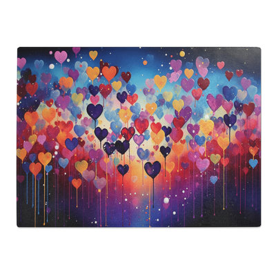 Love Heart Bubbles  Glass Chopping Board