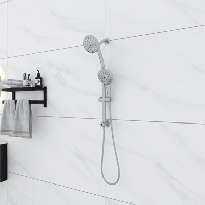 5" Multi Function Dual Shower Head, with Adjustable Slide Bar