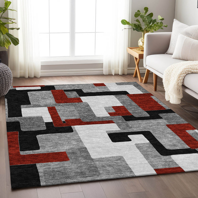 Premium Machine Washable Prisco Gray Rug, Rectangle 9' x 12'