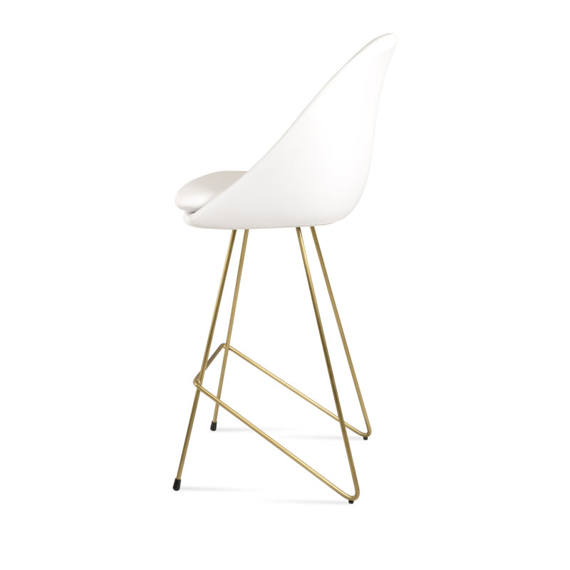 Tabouret de bar et de comptoir Avanos, Tabouret de bar (siège d'une hauteur de 29 po), Laiton, Blanc