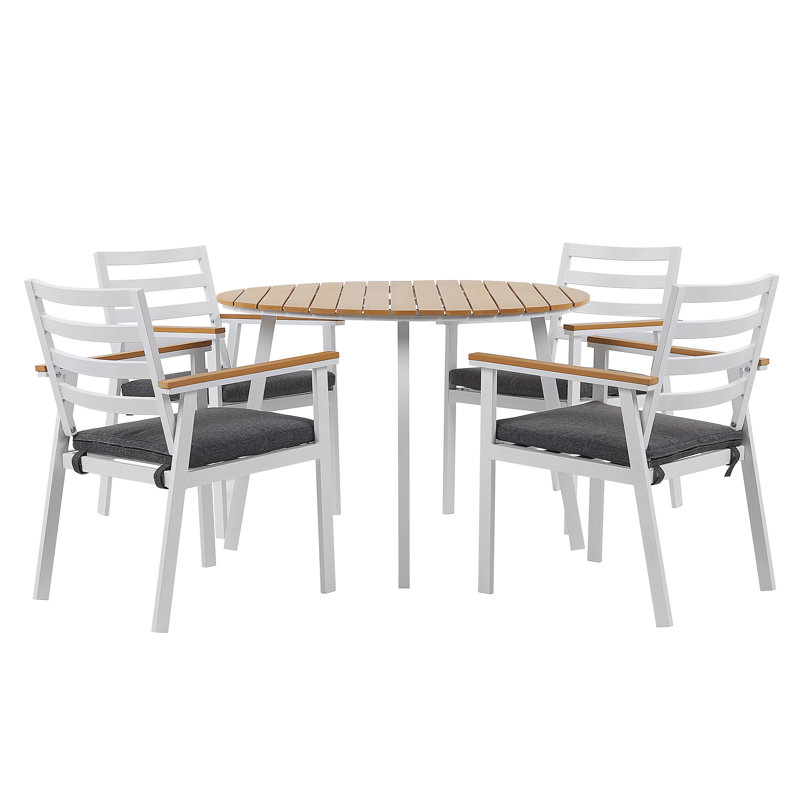Fardy 4 - Person Patio Dining Set with Round Table , Cushions Included