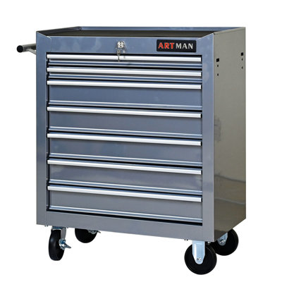 7 DRAWERS MULTIFUNCTIONAL TOOL CART WITH WHEELS-RED