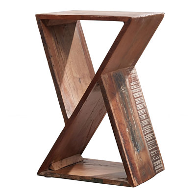Table d'appoint géométrique en bois naturel