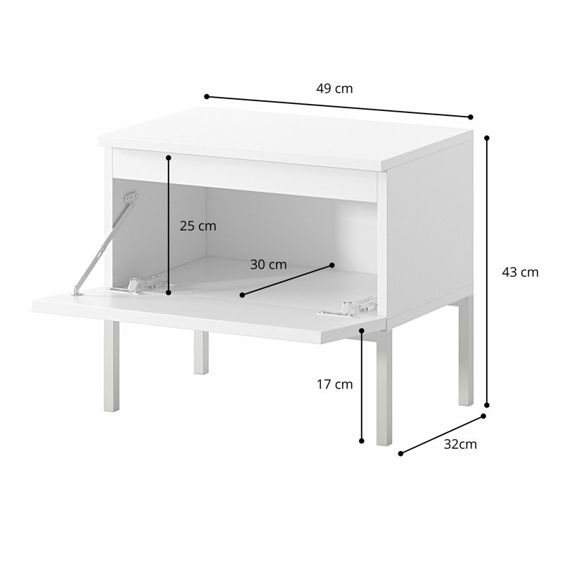 Moaad 49cm W Steel Bedside Table, Beige/Black
