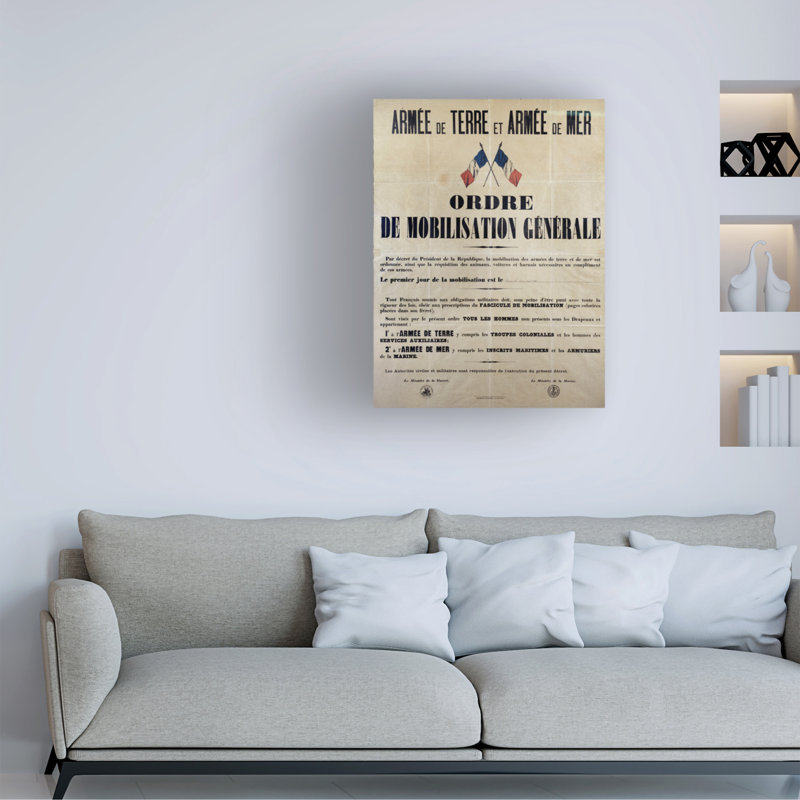 Art français, affiche de l'ordre français de la Première Guerre mondiale, H 32 po x l 24 po