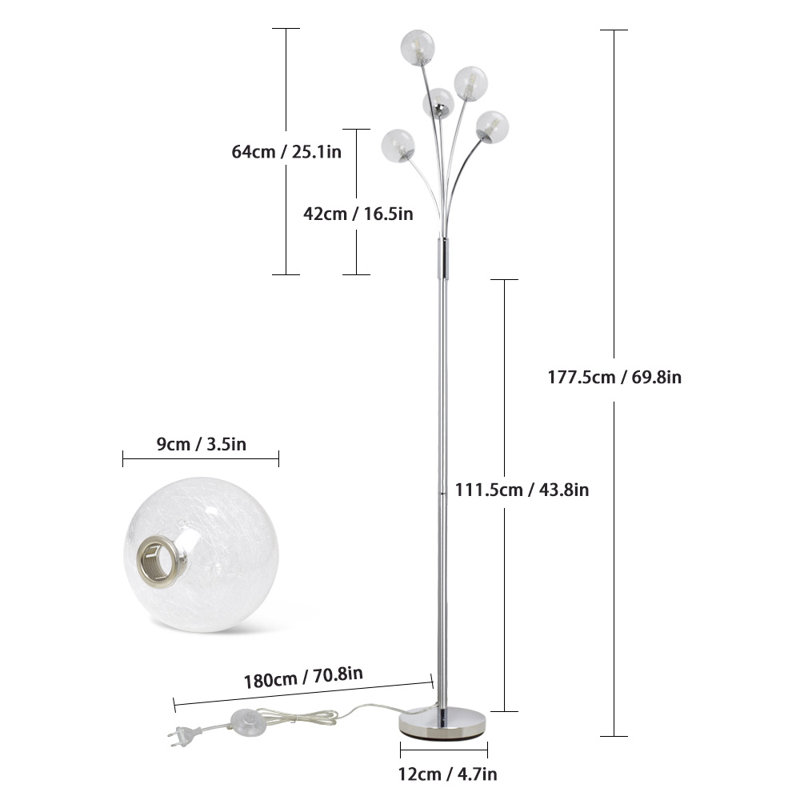 Abrum 69.8'' Chrome Tree Floor Lamp