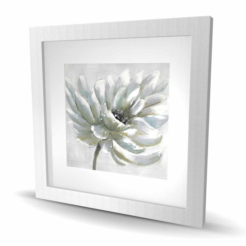 White Chrysanthemum - Reproduction matte encadrée pour le décor de la chambre à coucher, Argent argent