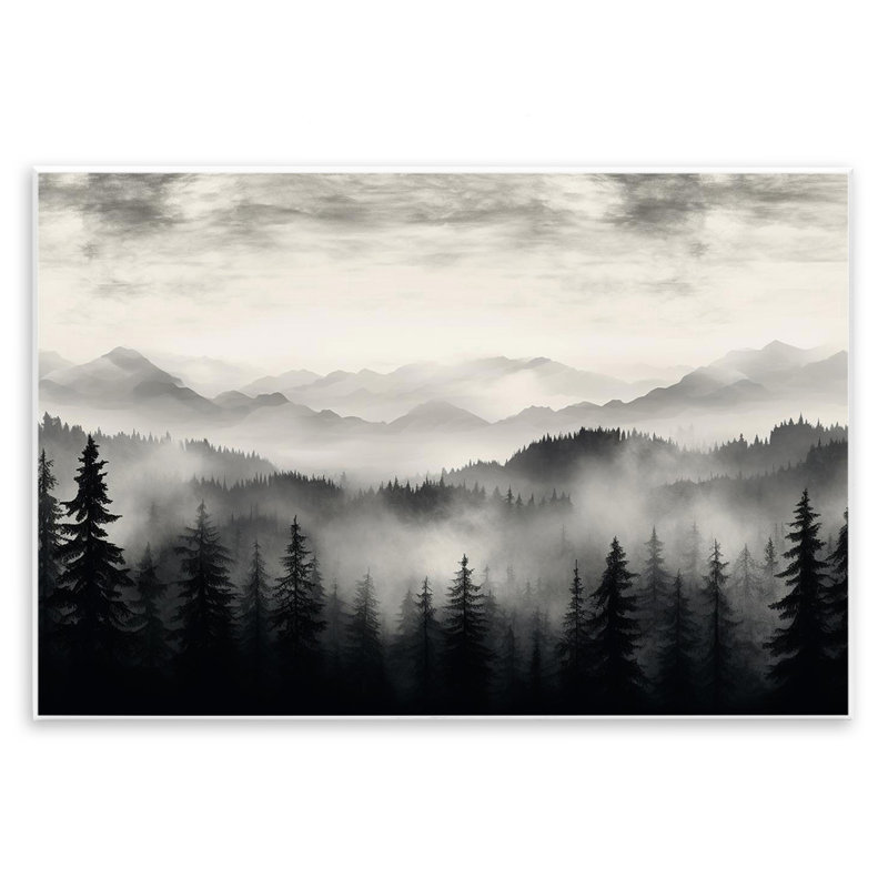  Art mural noir et blanc avec montagnes dégradées par LSR Design Studio, H 10 po x l 15 po