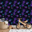 Papier peint auto-adhésif en PVC auto-adhésif avec imprimé floral noir sarcelle mauve, imperméable pour la décoration intérieure - rouleau