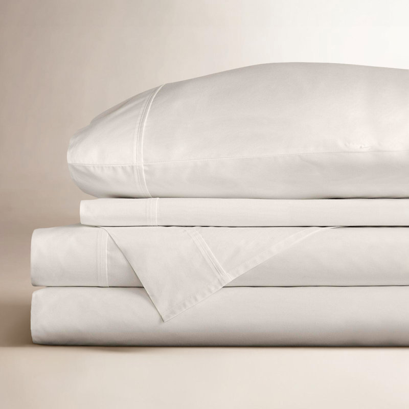 Coyer Classic Cotton Percale Sheet Set, Twin Sheet Set + 1 Fitted Sheet + 1 Pillowcase, Ivory