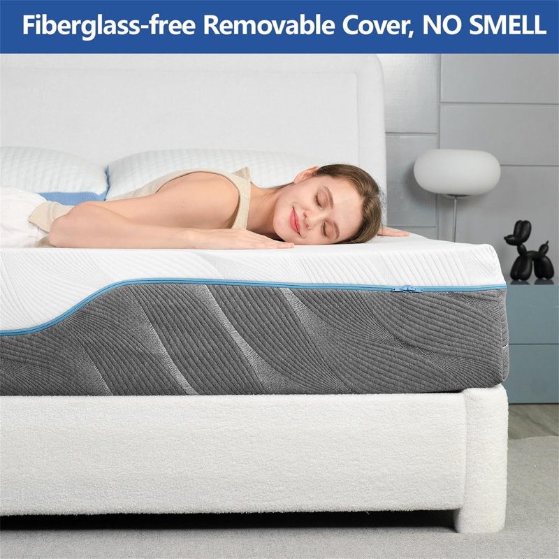 14 Inch Dual Firmness Mattress - Fiberglass Free, Bamboo Gel Foam, Noise-Free, 2-Sided Washable Cover