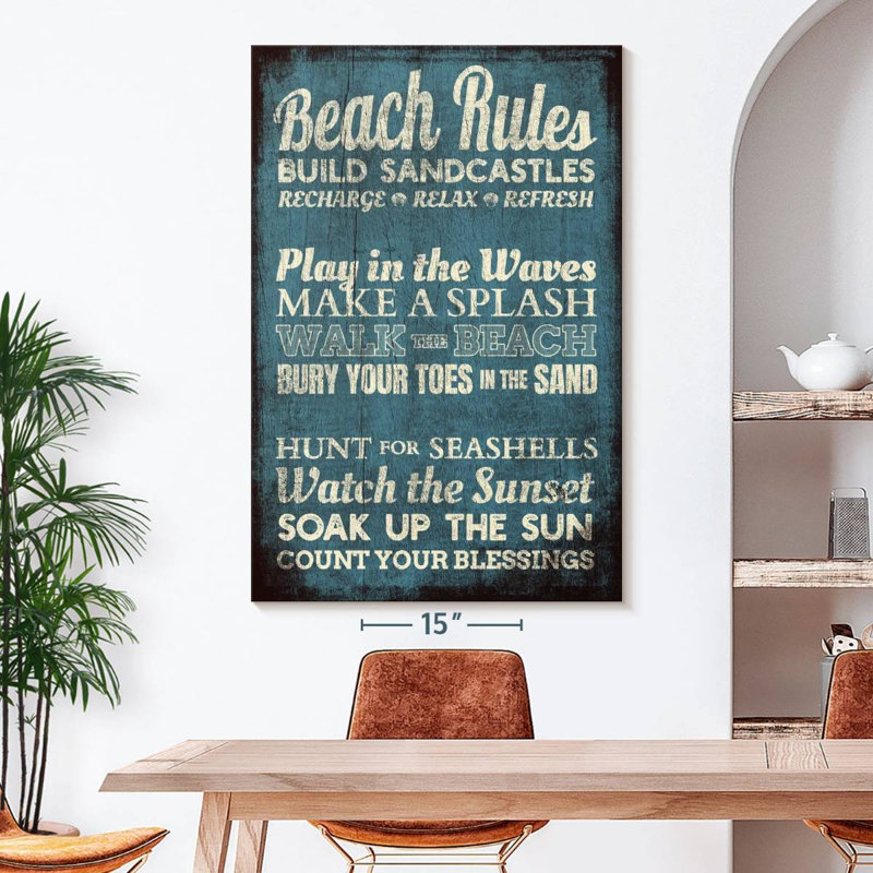 " Beach Rules " by Charles B, 51" H x 34" W x 1.25" D