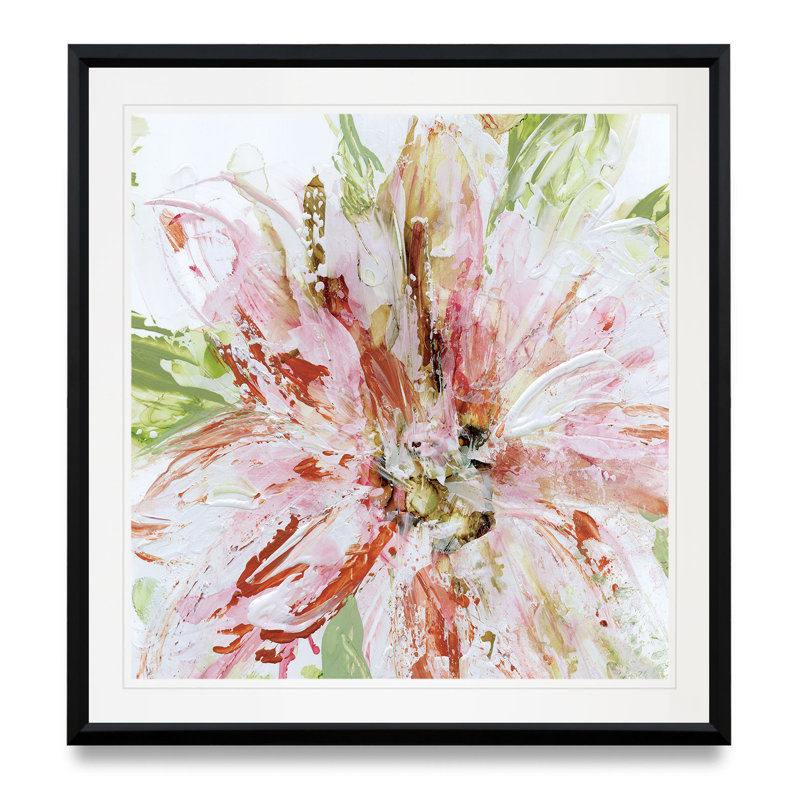 Floral Strokes II - Reproduction d'art graphique sur papier encadré, H 30,5 po x l 30,5 po x P 1,5 po, Cadre plastique noir