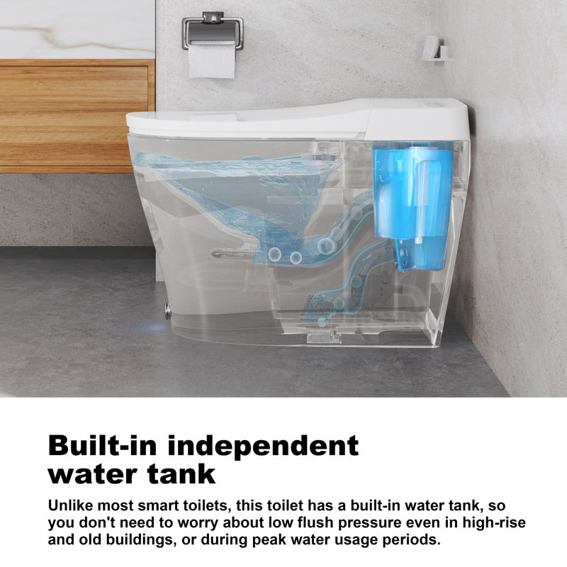 ANGELES HOME Built-in Tank Elongated Smart Toilet Bidet with Auto Flush & Heated Seat