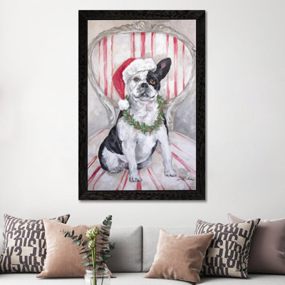 Frenchies Christmas by Debi Coules - Painting on Canvas