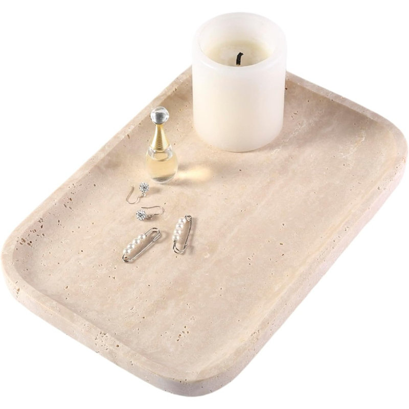 Plateau de meuble-lavabo en marbre, plateau décoratif en travertin pour salle de bain, comptoir, cuisine, bijoux et parfum
