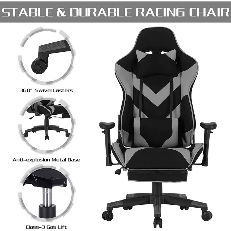 Inbox Zero PC & Racing Game Chair, Grey