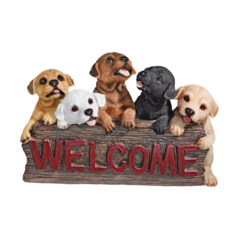 Welcome Dogs Garden Sign Statue