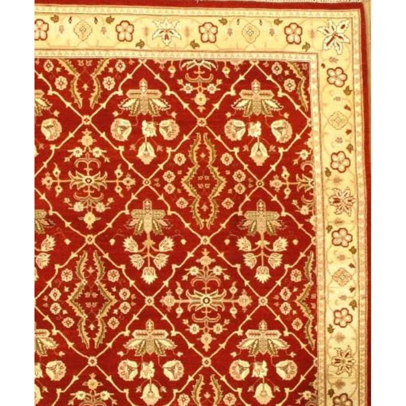 Tapis de zone en laine rouge/ivoire 8 pi x 10 pi 2 po one-of-kind à la main noué la Danner