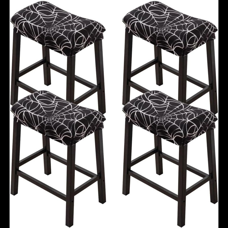 Bar Stool Cover Rectangle Set Of 4 Printed Stretch Counter Height Bar Stools Slipcovers Saddle Stool Slipcover Bench Seat Protector Backless Bar Stools Covers For Kitchen Counter