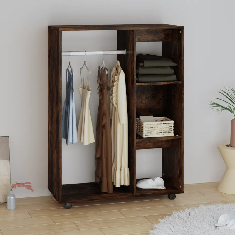 Ayanda Manufactured Wood Wardrobe, Smoked Oak