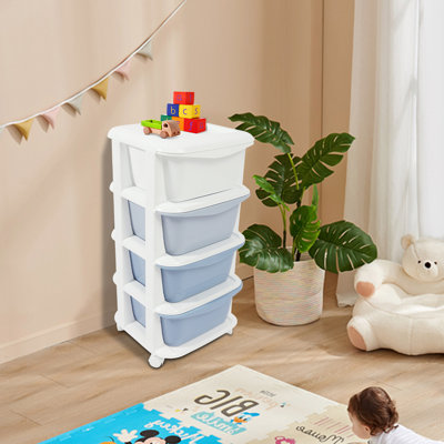 4 Drawer Storage Drawer with Wheels