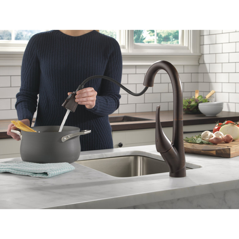 Esque Pull Down Single Handle Kitchen Faucet, Venetian Bronze
