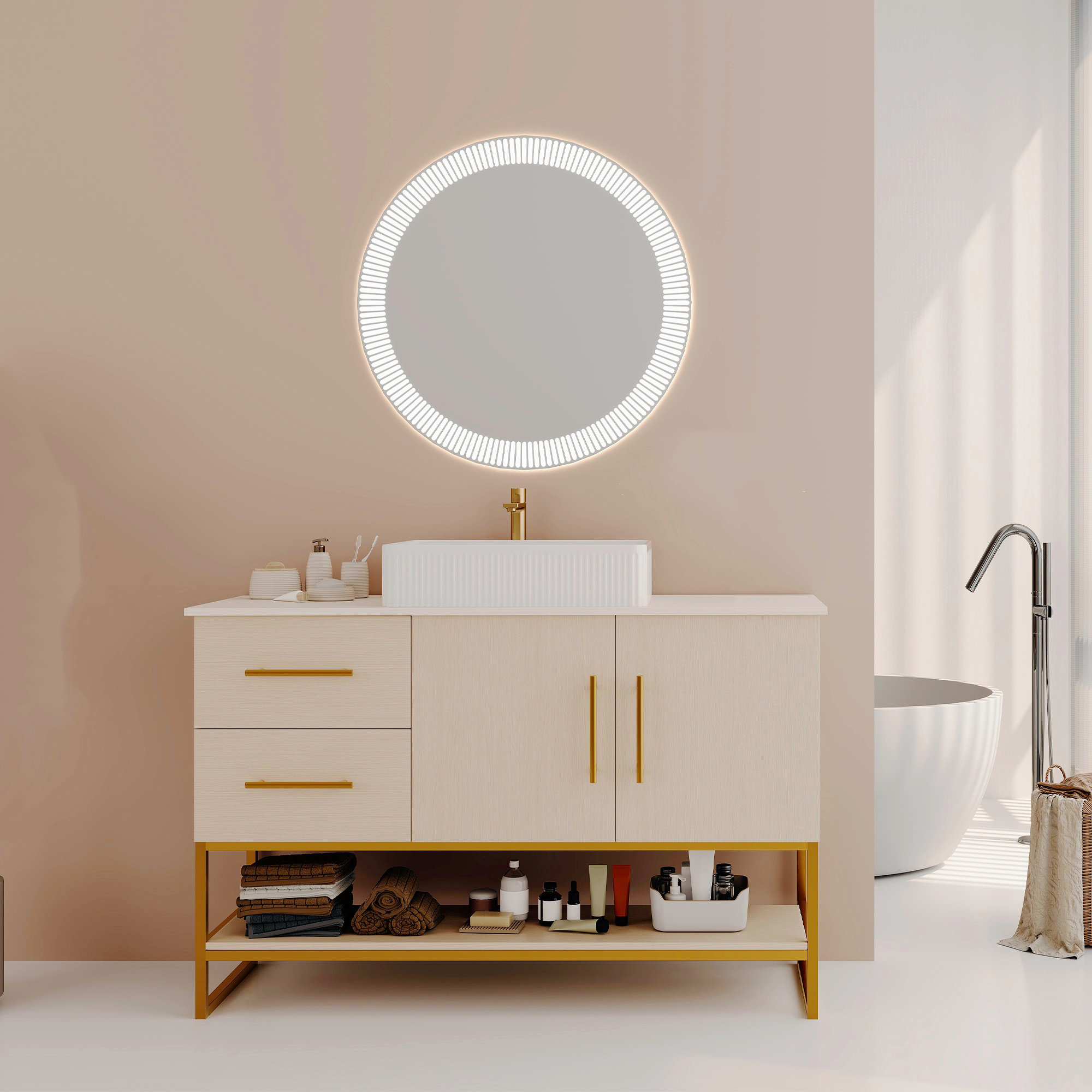 Latitude Run® 47.2-inch Freestanding Modern Vanity With Ceramic ...