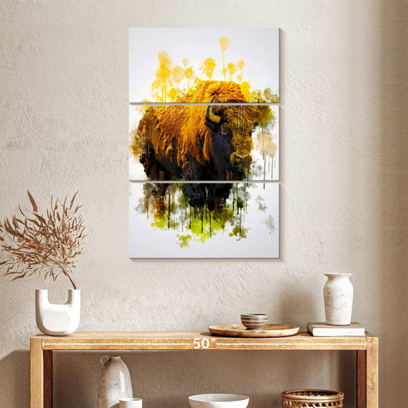 Bison coloré, H 38 po x l 24 po