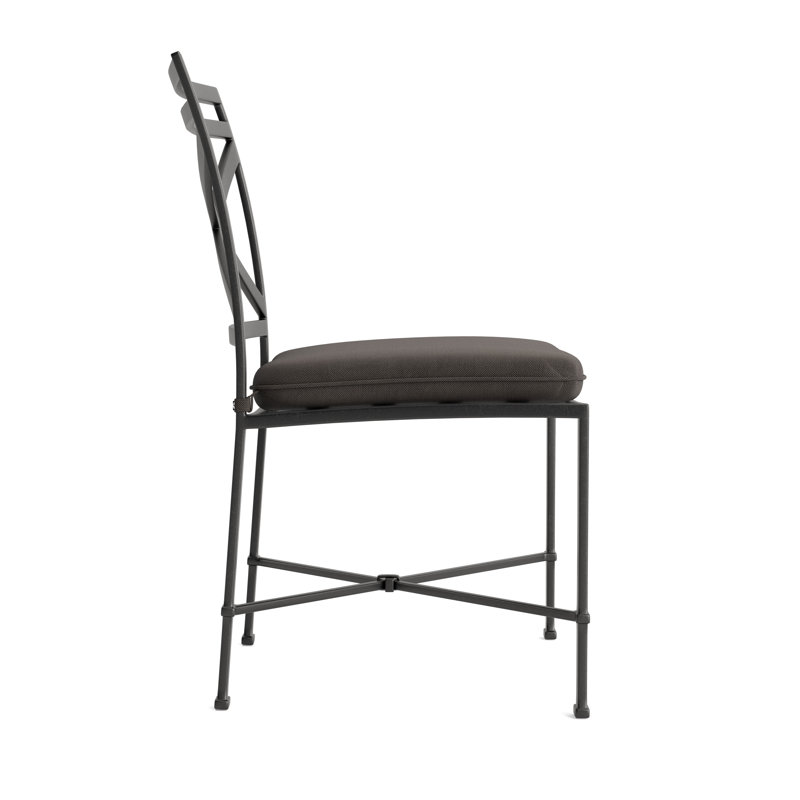 Venetian Outdoor Dining Side Chair, Brown, Fusion Charcoal, Textured Pewter