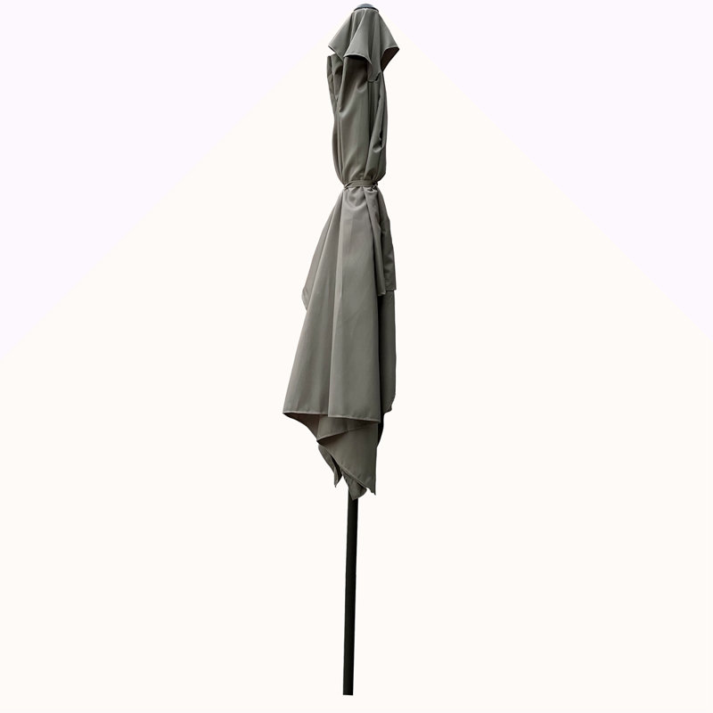 Parasol imperméable d'extérieur 6 x 9 pi avec manivelle et bouton poussoir inclinable sans rabat pour le jardin, Gris