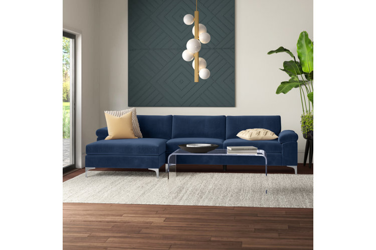 Martello 101" Wide Velvet Left Hand Facing Sofa & Chaise