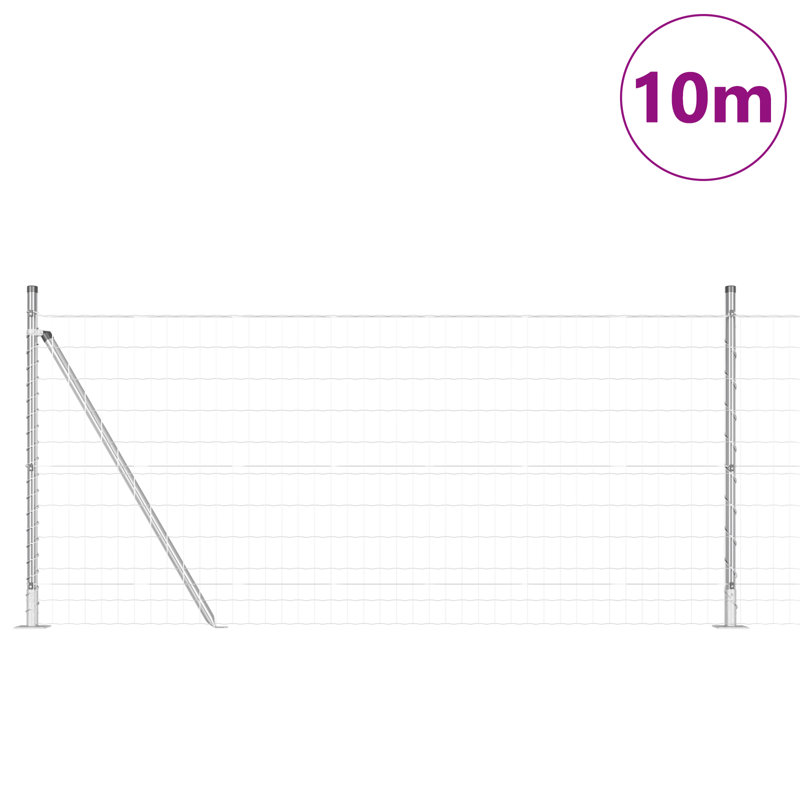 Galvanised Steel Border Fencing, Silver, 100 x 1000 x 0.2 cm