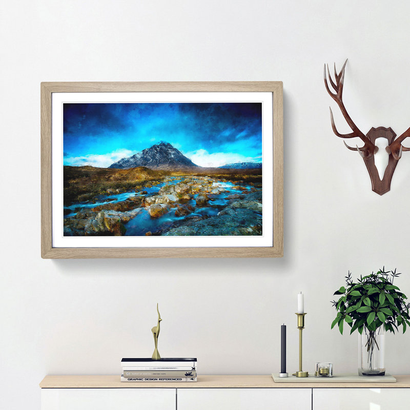 Glencoe in Scotland - Picture Frame Graphic Art Print, 45cm H x 63cm W x 2cm D, Oak Framed
