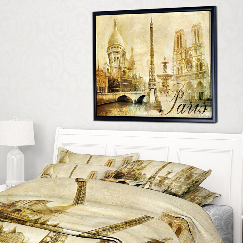 Paysage urbain «Old Beautiful Paris», impression, H 30 po x l 40 po x P 1,5 po, Toile avec cadre flottant