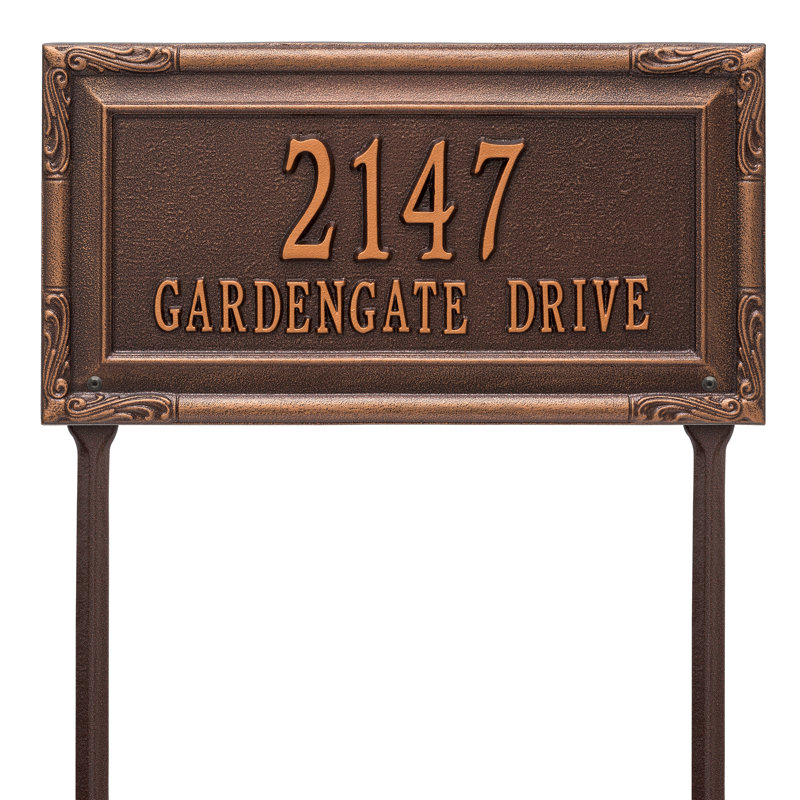 Plaque d'adresse sur 2 lignes Gardengate, Cuivre antique, Oui