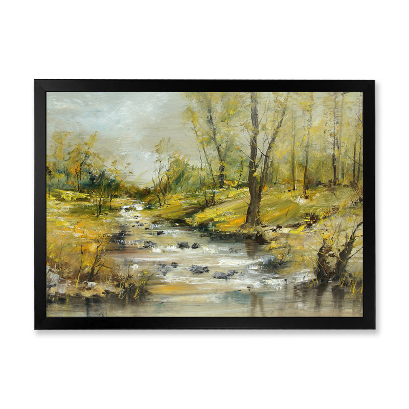 «Summer River Landscape», reproduction sur toile flottante, Cadre photo noir, H 8 po x l 12 po x P 1 po