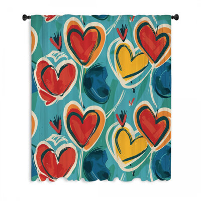 Hearts Window Curtains, Love Blockout & Sheer Curtains - 1 Panel