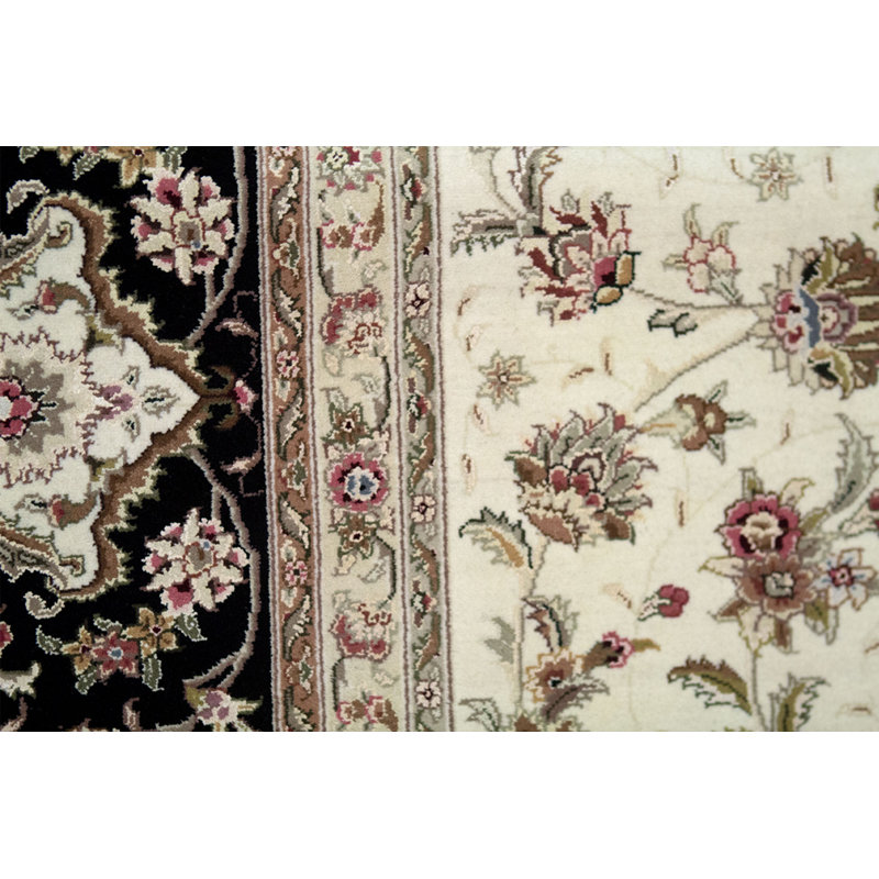 Hand-Knotted High-Quality Taupe and Black Area Rug