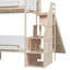 Lit superposé en bois en forme de maison avec glissière et escalier de rangement, cadre de lit simple / simple / double, beige et blanc-130154244