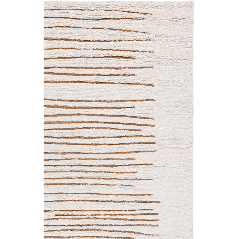 Peacham Hand Woven Wool/Jute Striped Rug in Natural/Ivory, Rectangle 4' x 6'