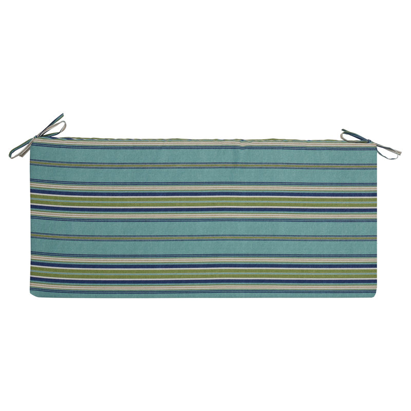 Outdoor 3'' Bench Seat Cushion, Blue/Green Striped