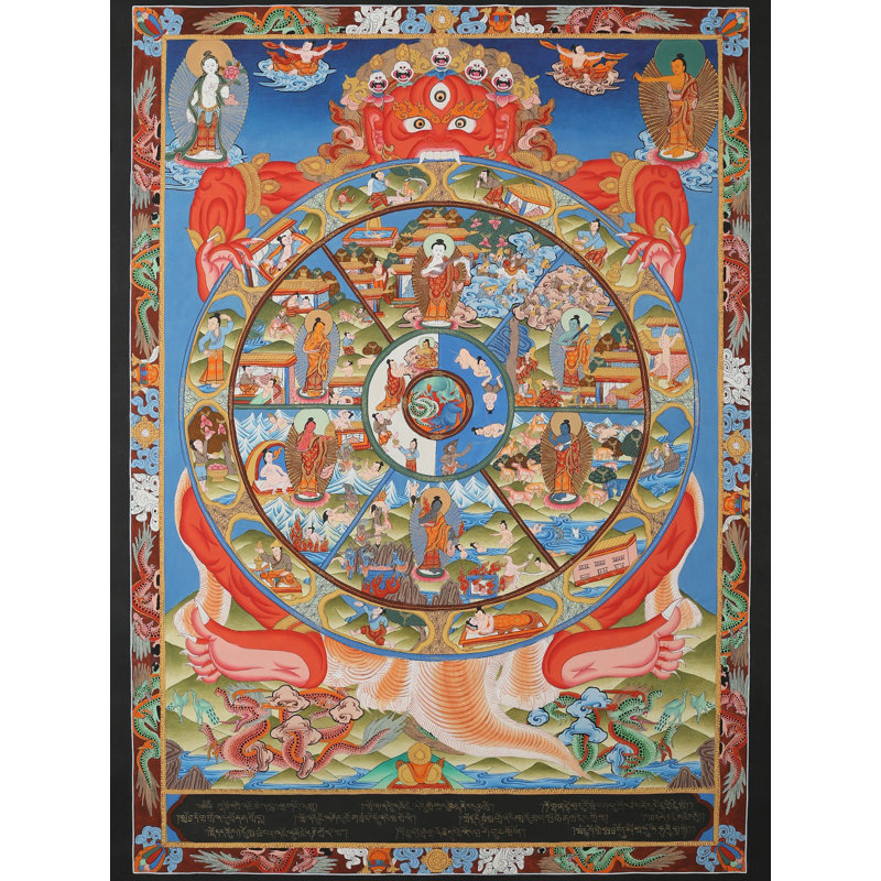 Tibétain, la roue parfaite de la vie (Brocadeless Thangka)