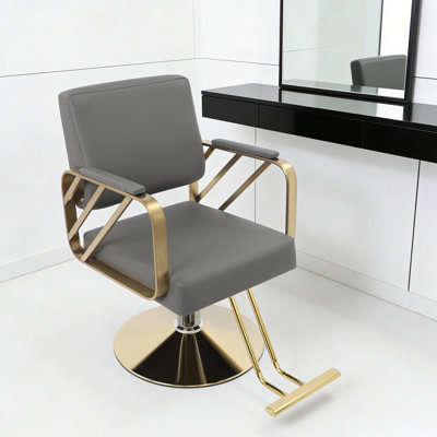 Fauteuil de salon pivotant à 360° moderne pour coiffeur, hauteur réglable, cuir PU et acier inoxydable
