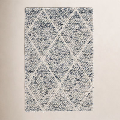 Russo Ivory Blue Hand-Woven Geometric Rug